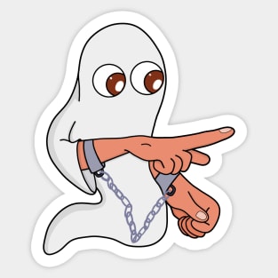 Chained ghost pointing forward Sticker